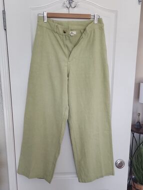 Rip Curl Sage Green Wide-Leg Linen-Blend Chinos